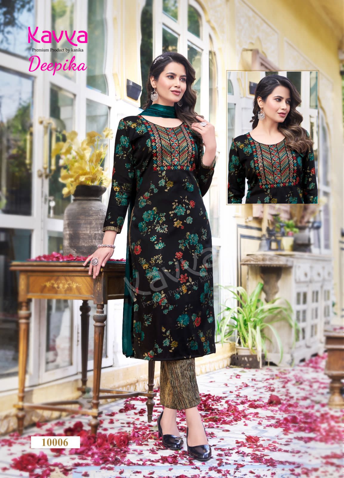 Deepika Vol 10 By Kavya Straight Embroidery Kurti With Bottom Dupatta Wholesale Shop In Surat